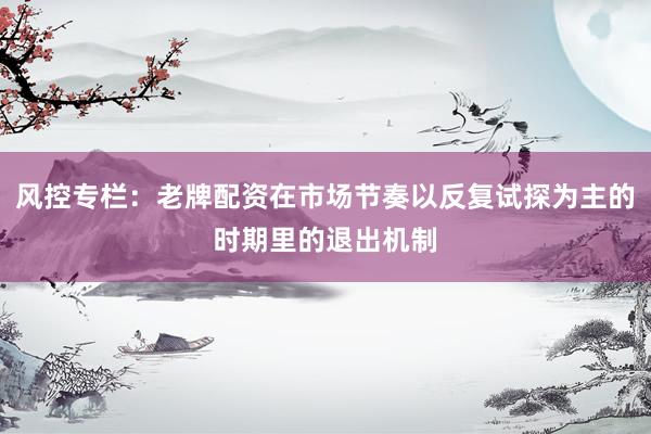 风控专栏：老牌配资在市场节奏以反复试探为主的时期里的退出机制