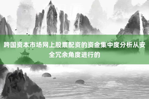 跨国资本市场网上股票配资的资金集中度分析从安全冗余角度进行的