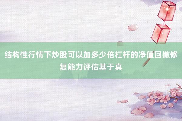 结构性行情下炒股可以加多少倍杠杆的净值回撤修复能力评估基于真