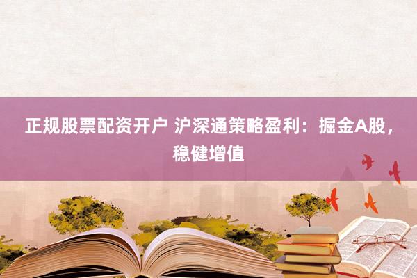 正规股票配资开户 沪深通策略盈利：掘金A股，稳健增值